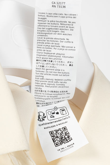 Max Mara Filmato Ivory Silk Crepe de Chine Buttoned Blouse