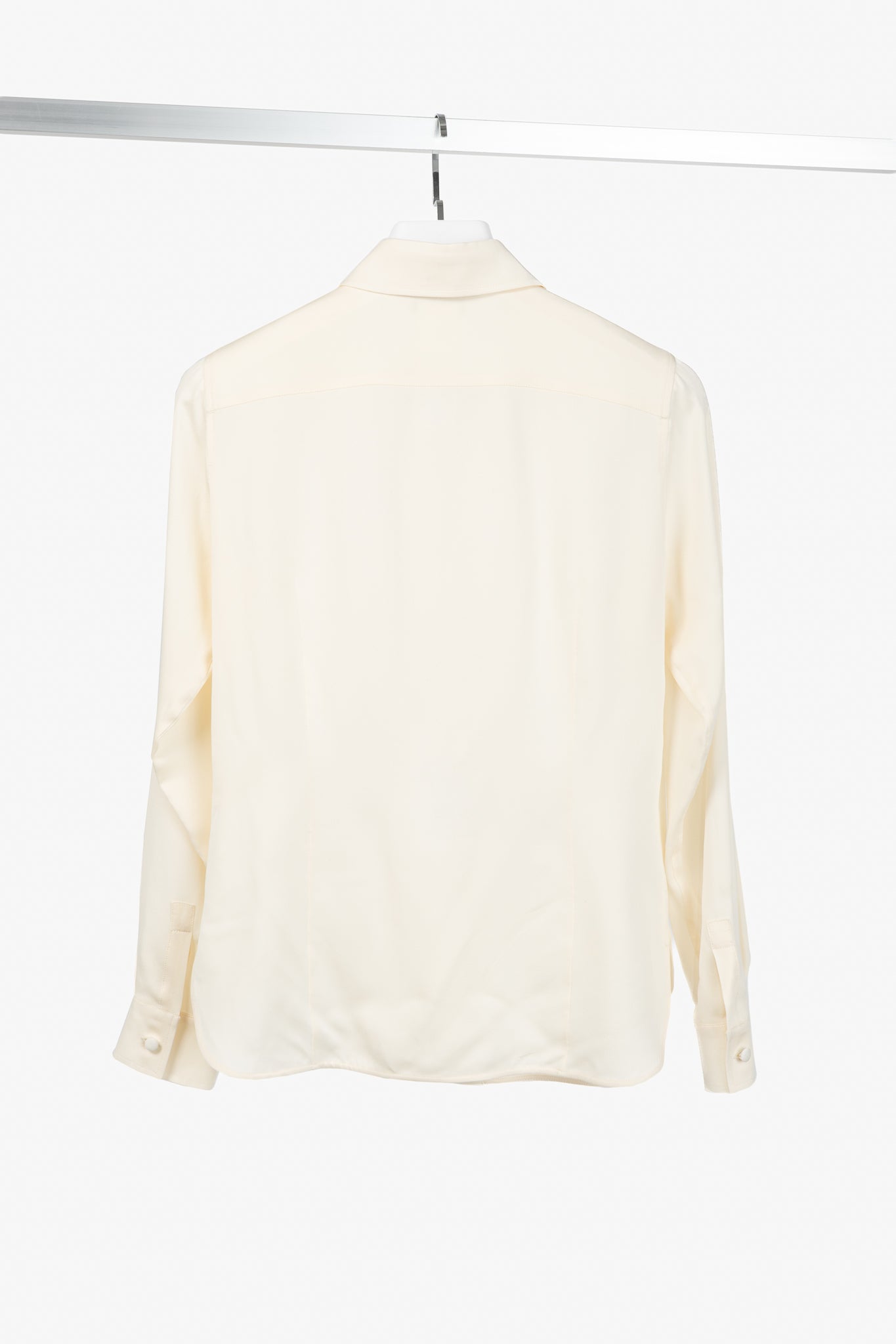 Max Mara Filmato Ivory Silk Crepe de Chine Buttoned Blouse