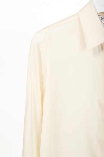 Max Mara Filmato Ivory Silk Crepe de Chine Buttoned Blouse