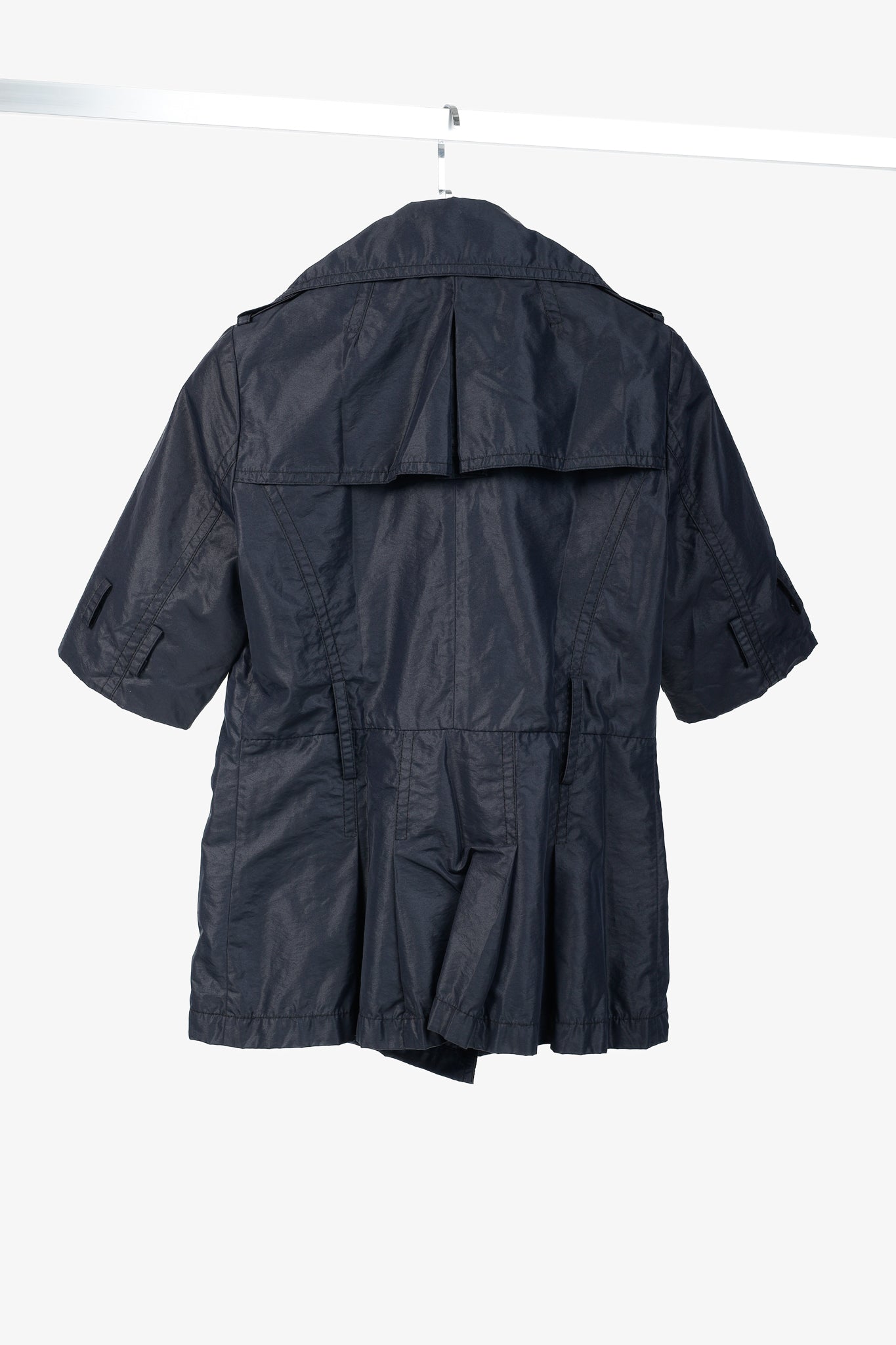 Max Mara Black Silk Taffeta Short-Sleeve Double-Breasted Jacket