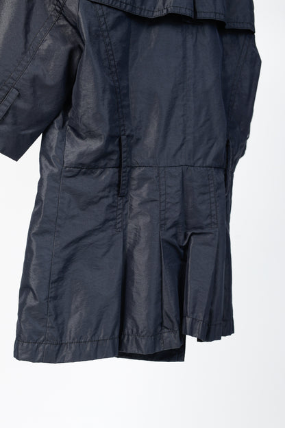 Max Mara Black Silk Taffeta Short-Sleeve Double-Breasted Jacket