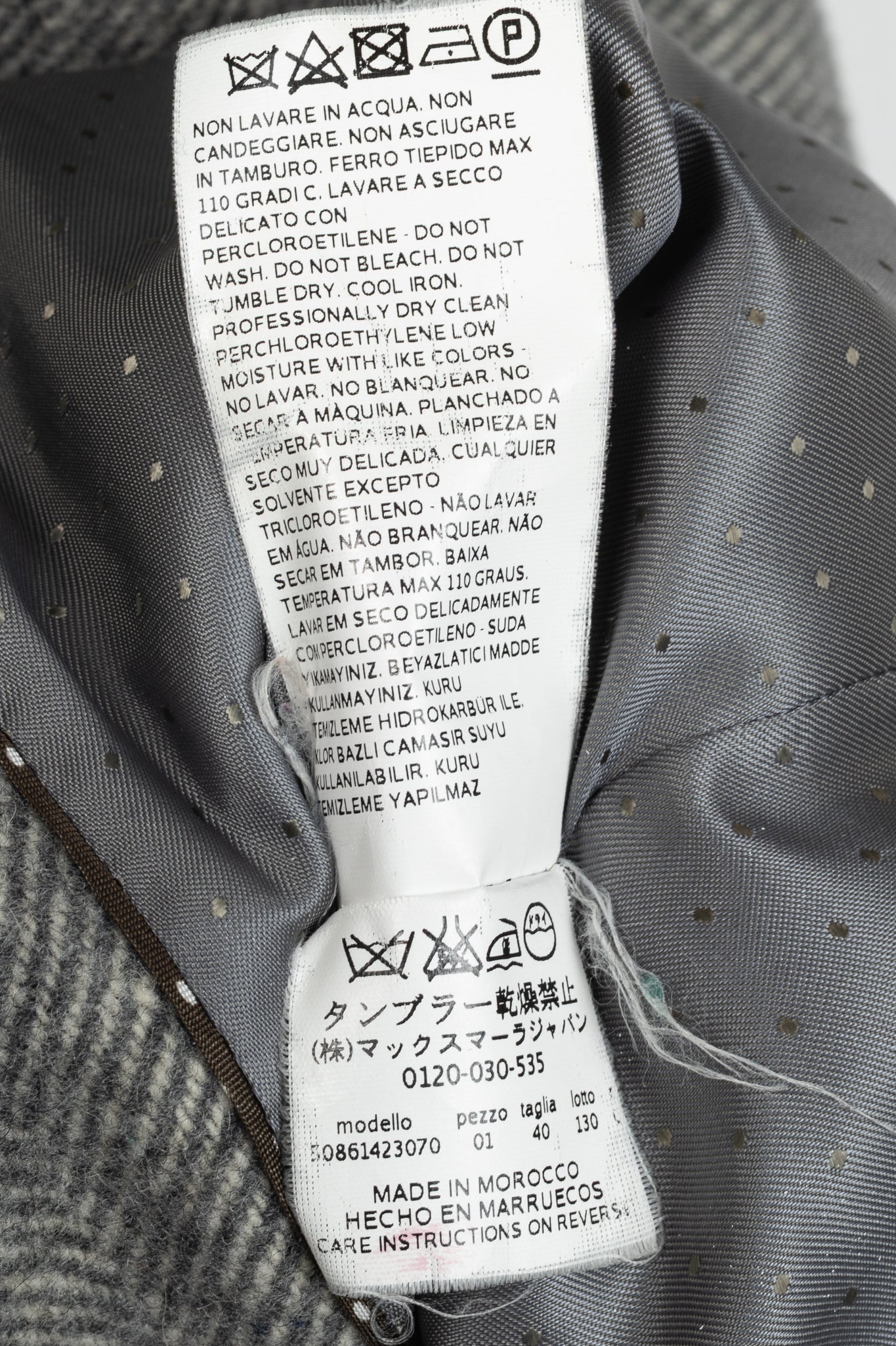 Weekend Max Mara Grey Wool Herringbone Coat