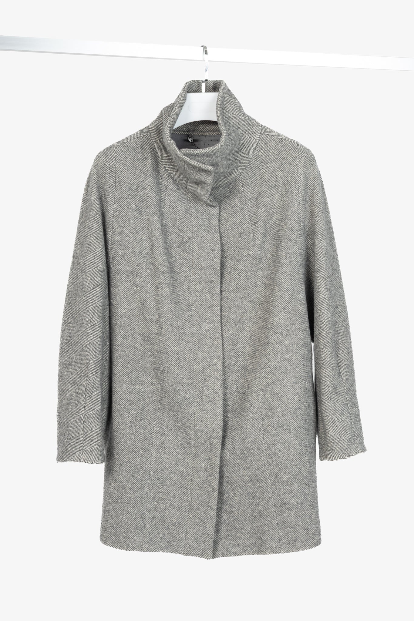 Weekend Max Mara Grey Wool Herringbone Coat