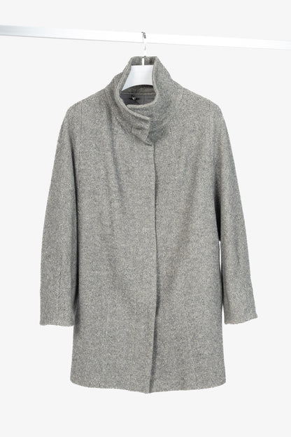Weekend Max Mara Grey Wool Herringbone Coat