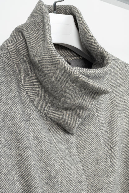 Weekend Max Mara Grey Wool Herringbone Coat
