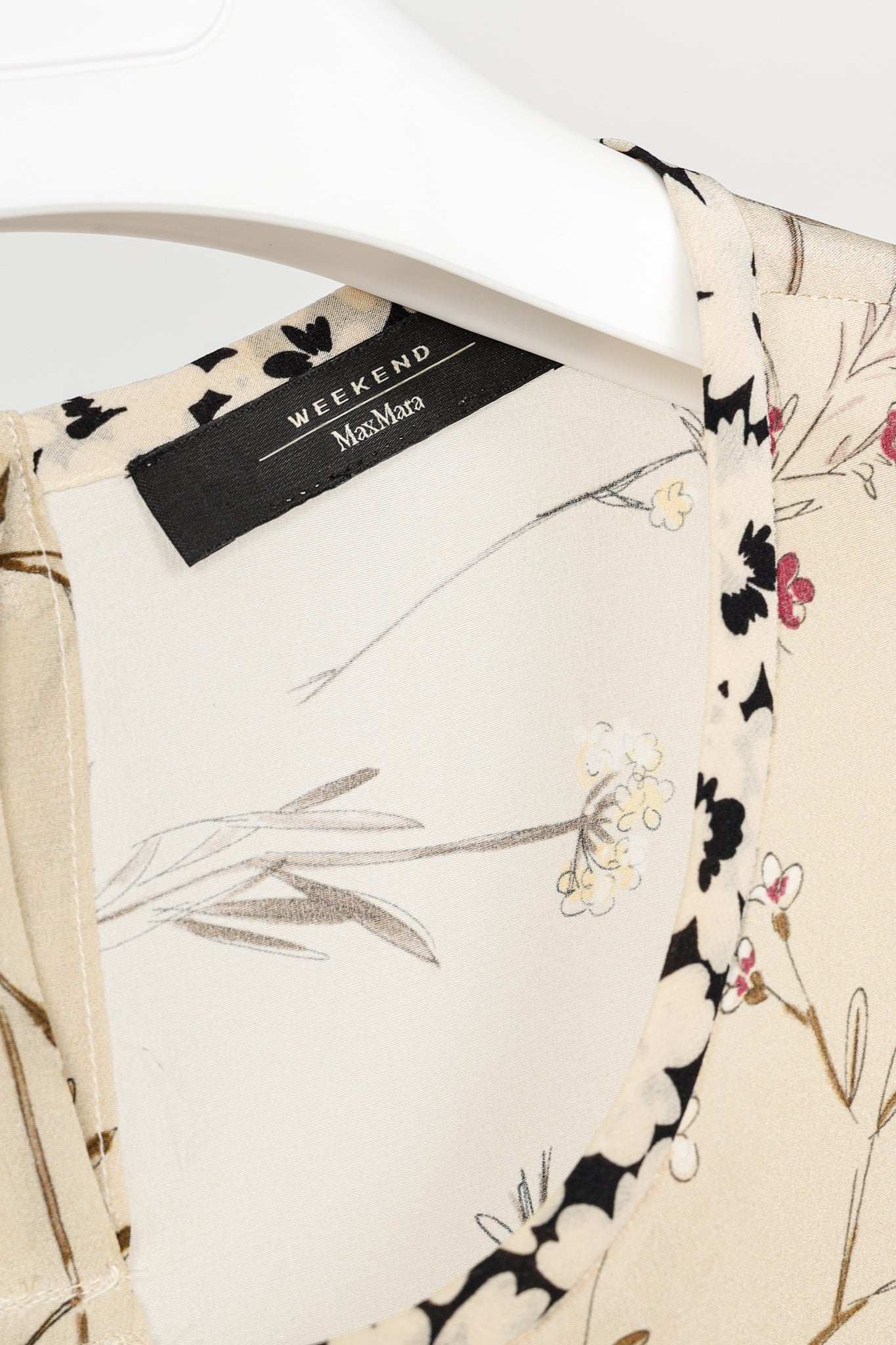 Weekend Max Mara Beige Floral Silk Peplum Blouse