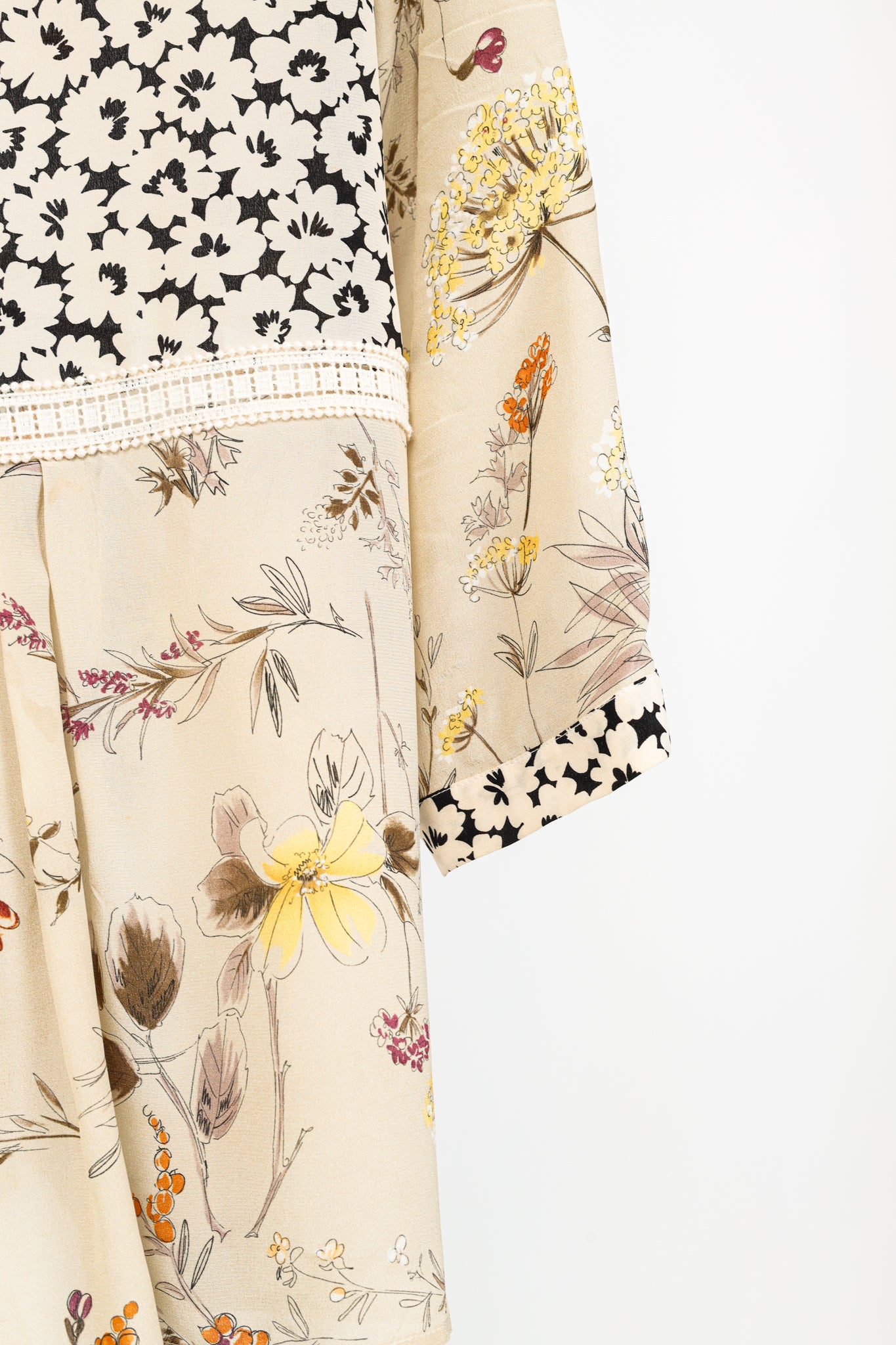 Weekend Max Mara Beige Floral Silk Peplum Blouse