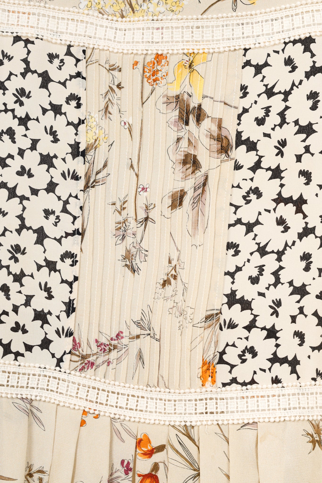 Weekend Max Mara Beige Floral Silk Peplum Blouse