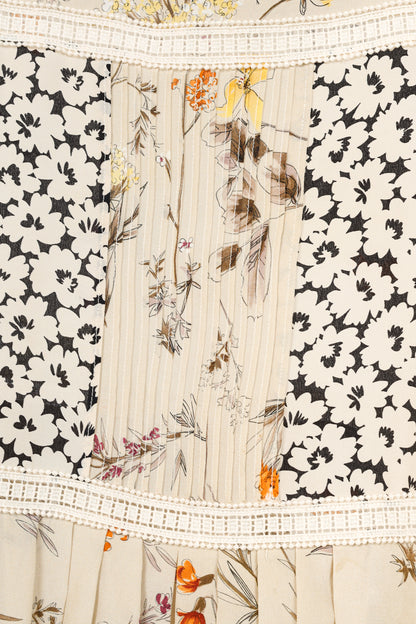 Weekend Max Mara Beige Floral Silk Peplum Blouse