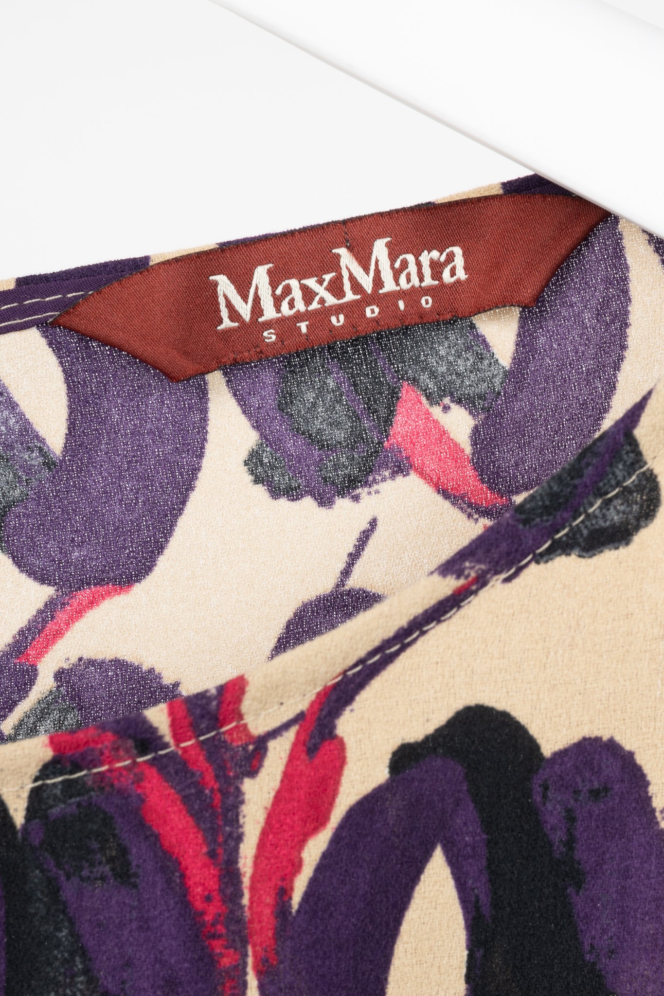 Max Mara Studio Purple & Taupe Abstract-Painted Crepe Blouse