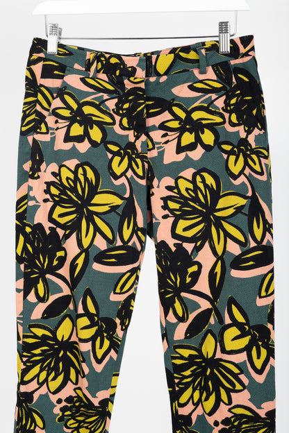 Weekend Max Mara Green & Pink Floral Slim Cigarette Trousers
