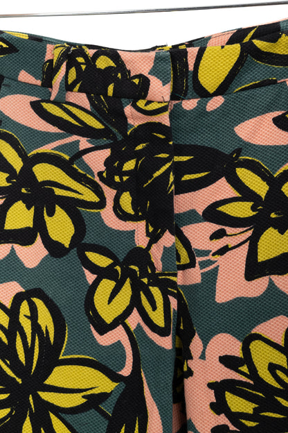 Weekend Max Mara Green & Pink Floral Slim Cigarette Trousers