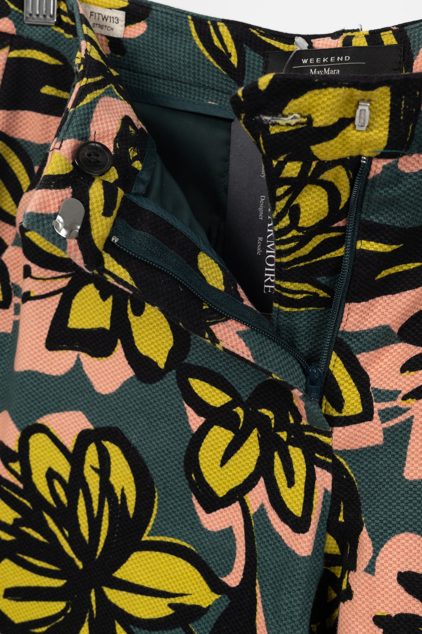 Weekend Max Mara Green & Pink Floral Slim Cigarette Trousers