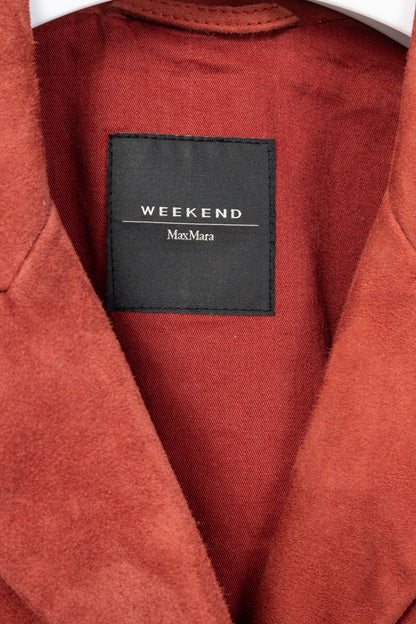 Weekend Max Mara Virtus Red Suede Panelled Coat