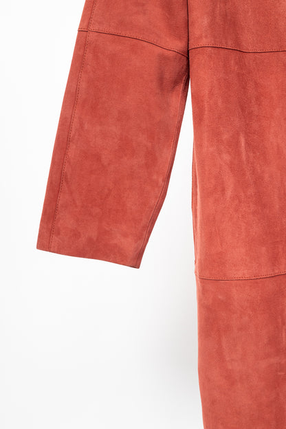 Weekend Max Mara Virtus Red Suede Panelled Coat