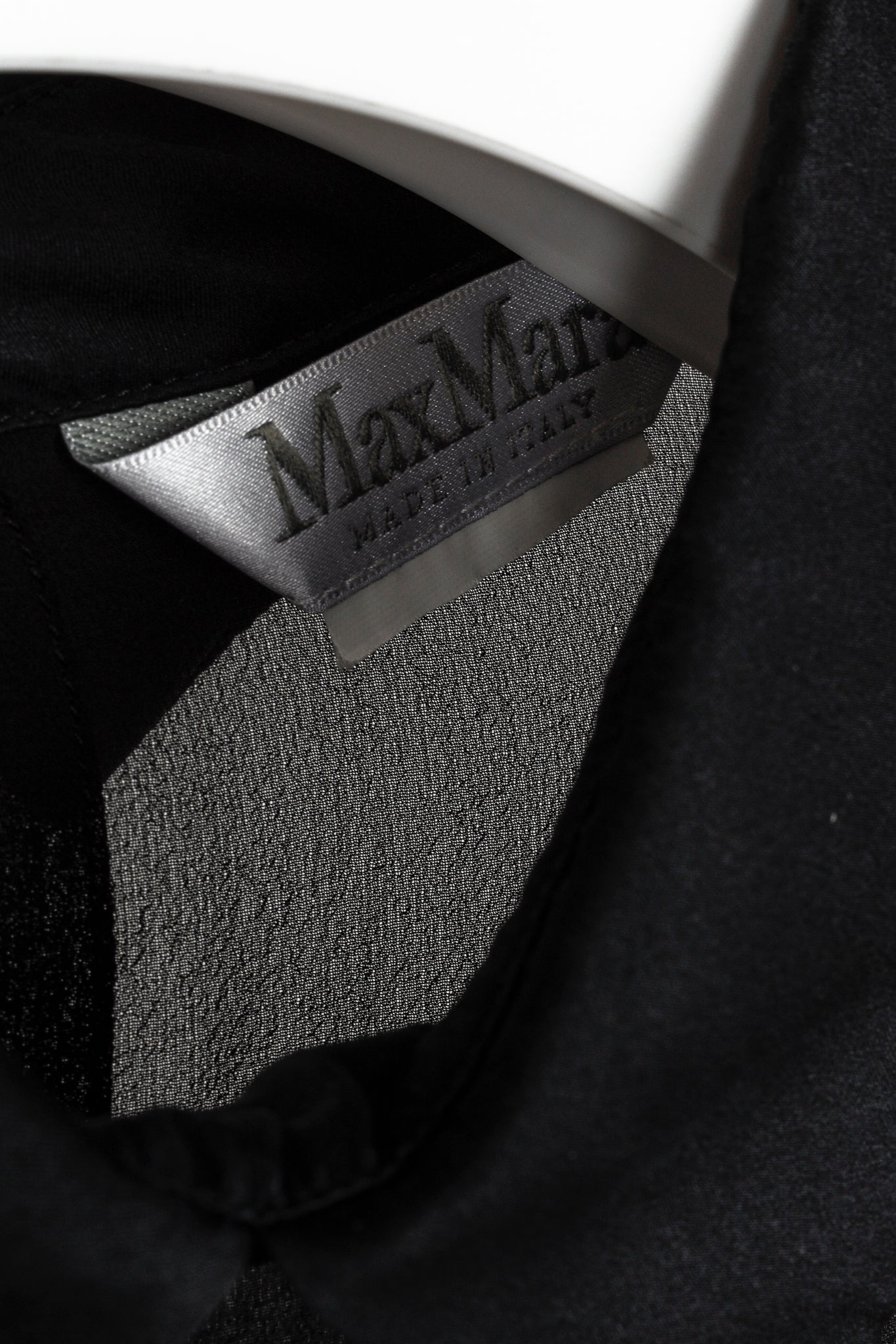 Max Mara Black Sheer Satin-Trim Collared Blouse