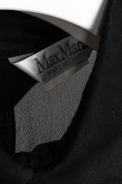 Max Mara Black Sheer Satin-Trim Collared Blouse