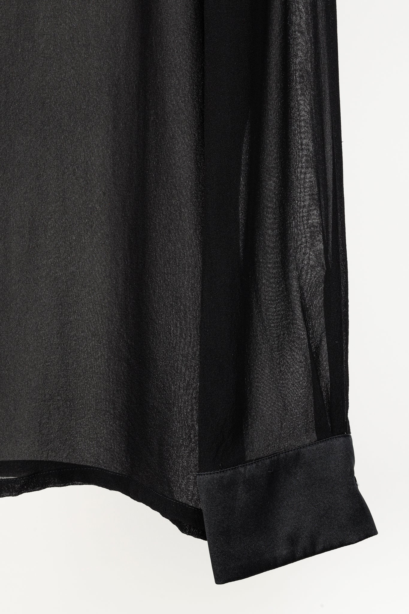 Max Mara Black Sheer Satin-Trim Collared Blouse