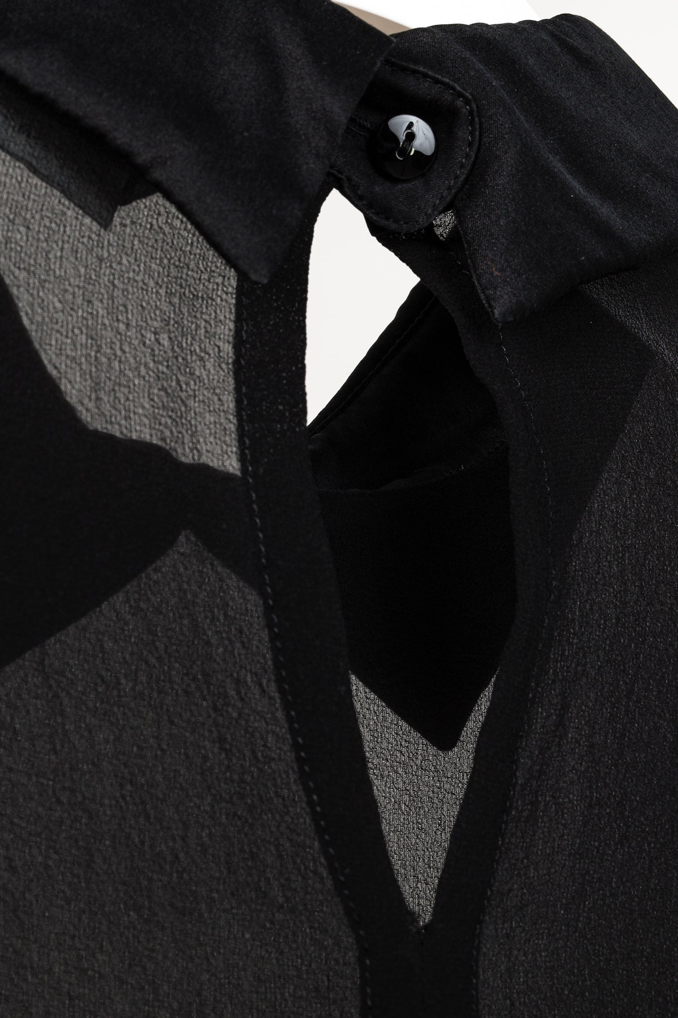 Max Mara Black Sheer Satin-Trim Collared Blouse