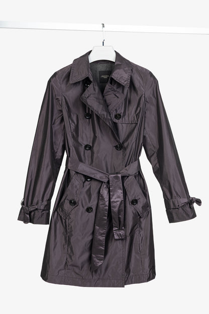 Weekend Max Mara Purple Taffeta Double-Breasted Belted Trench Coat