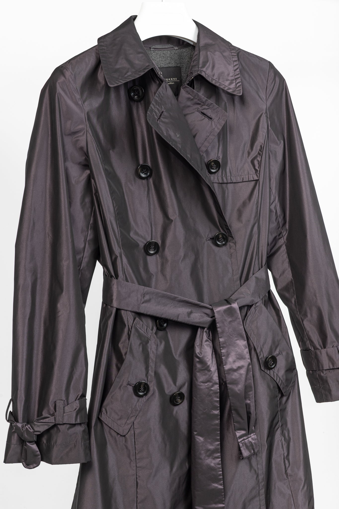 Weekend Max Mara Purple Taffeta Double-Breasted Belted Trench Coat