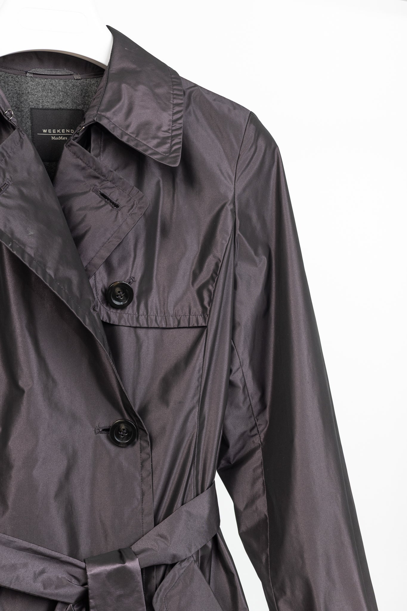 Weekend Max Mara Purple Taffeta Double-Breasted Belted Trench Coat