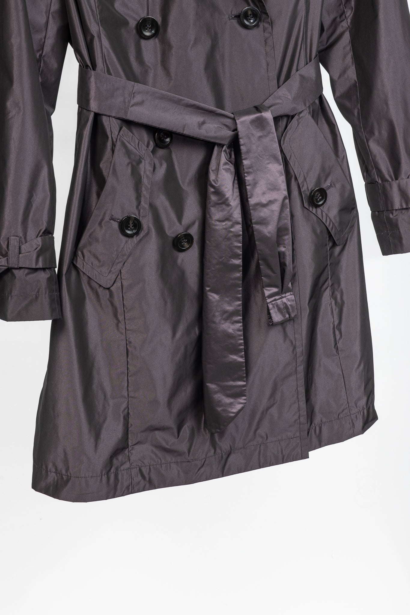 Weekend Max Mara Purple Taffeta Double-Breasted Belted Trench Coat