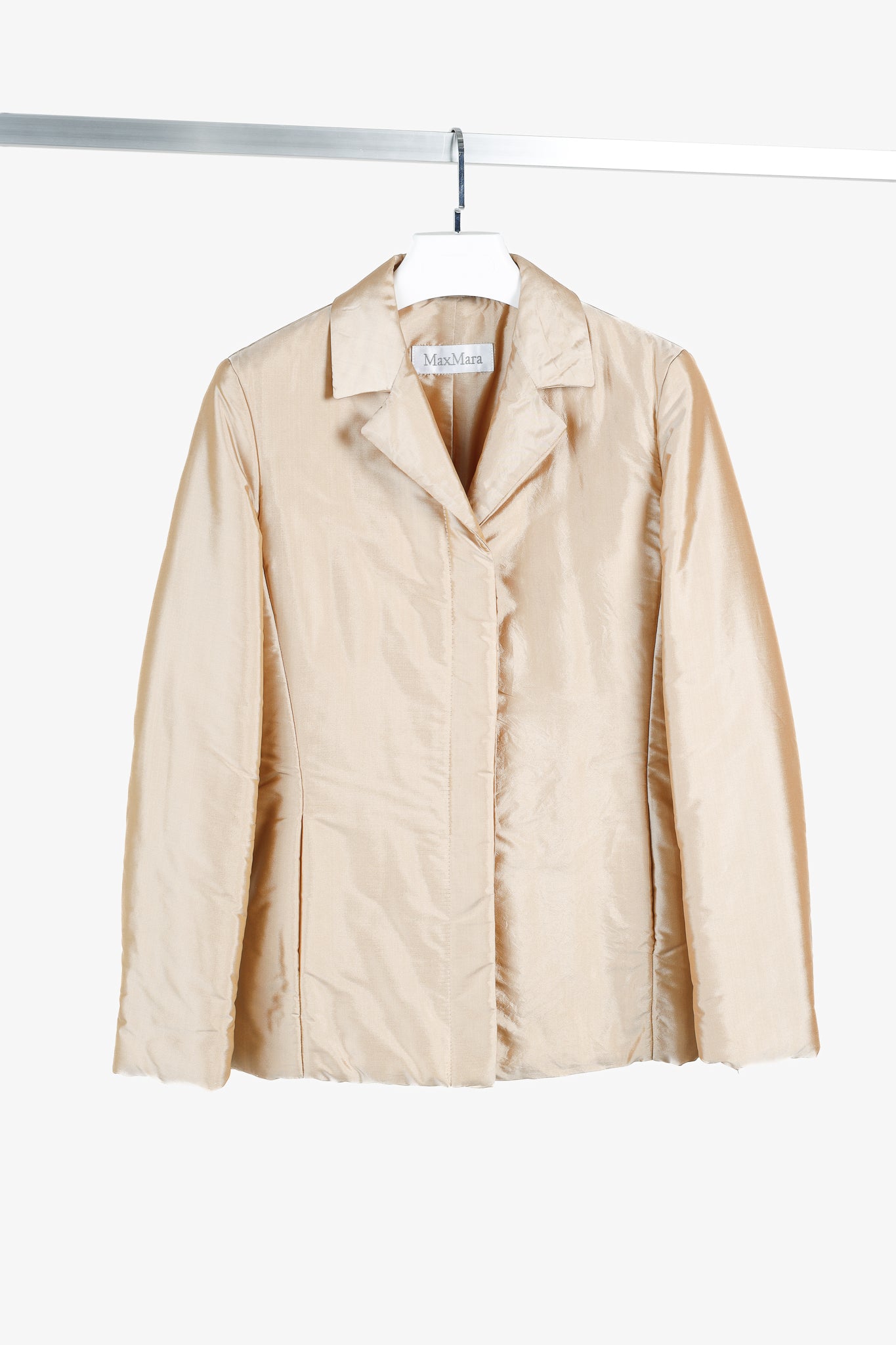 Max Mara Gold Silk-Taffeta Padded Tailored Jacket