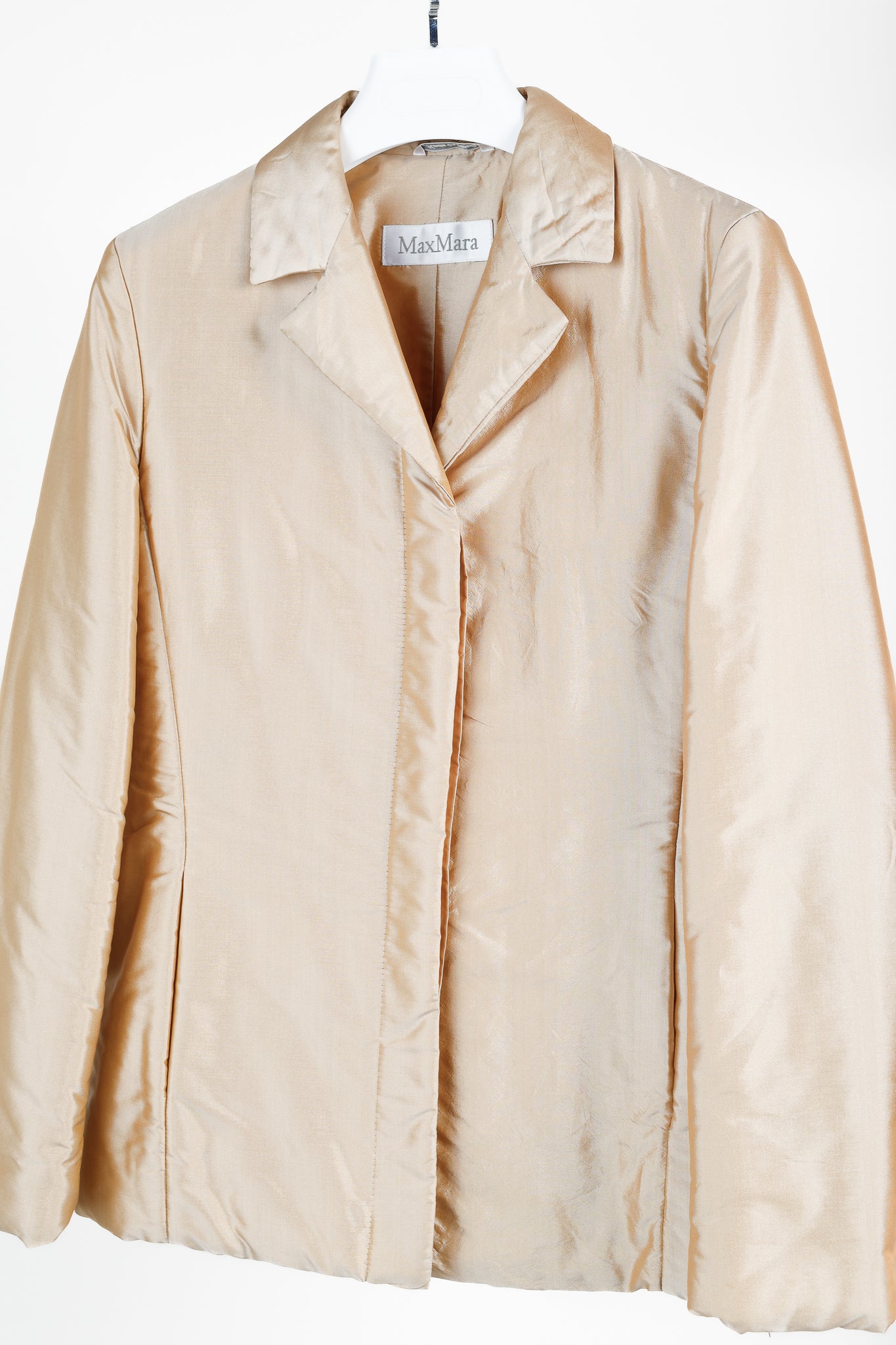 Max Mara Gold Silk-Taffeta Padded Tailored Jacket