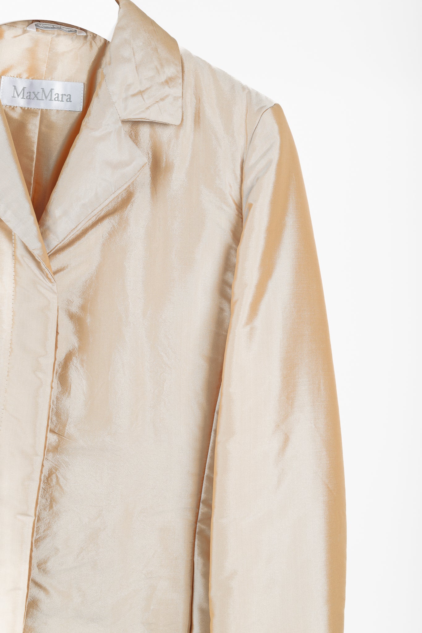 Max Mara Gold Silk-Taffeta Padded Tailored Jacket