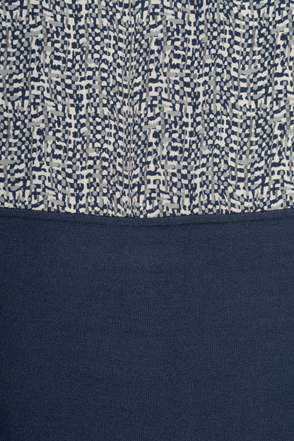 Weekend Max Mara White & Navy Printed Silk & Knit Dress