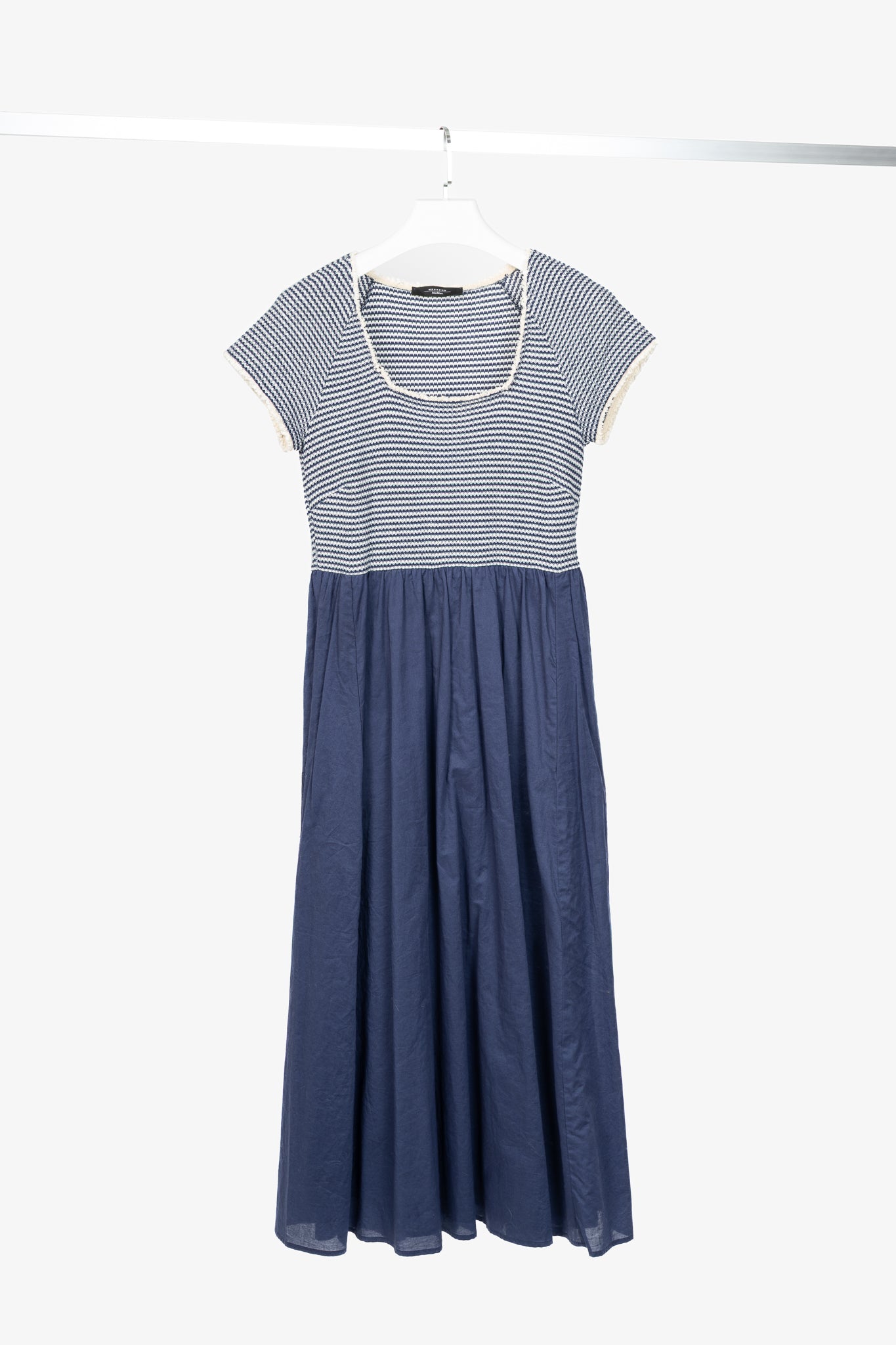 Weekend Max Mara Parole Blue Cotton Knit & Poplin Midi Dress