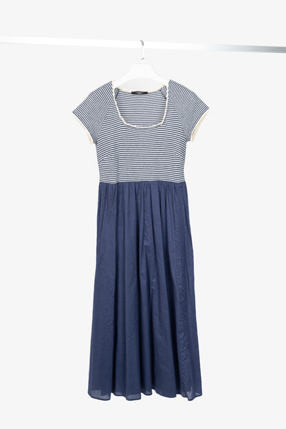 Weekend Max Mara Parole Blue Cotton Knit & Poplin Midi Dress