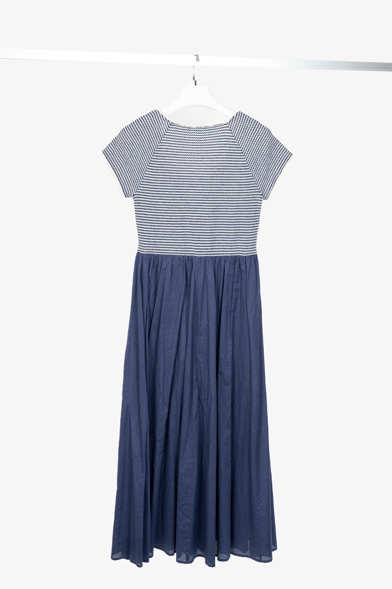 Weekend Max Mara Parole Blue Cotton Knit & Poplin Midi Dress