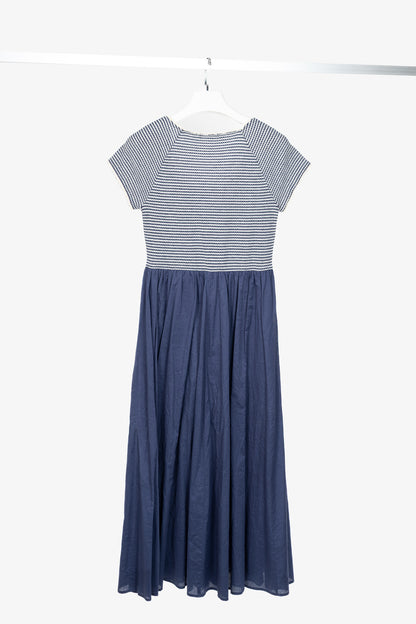 Weekend Max Mara Parole Blue Cotton Knit & Poplin Midi Dress