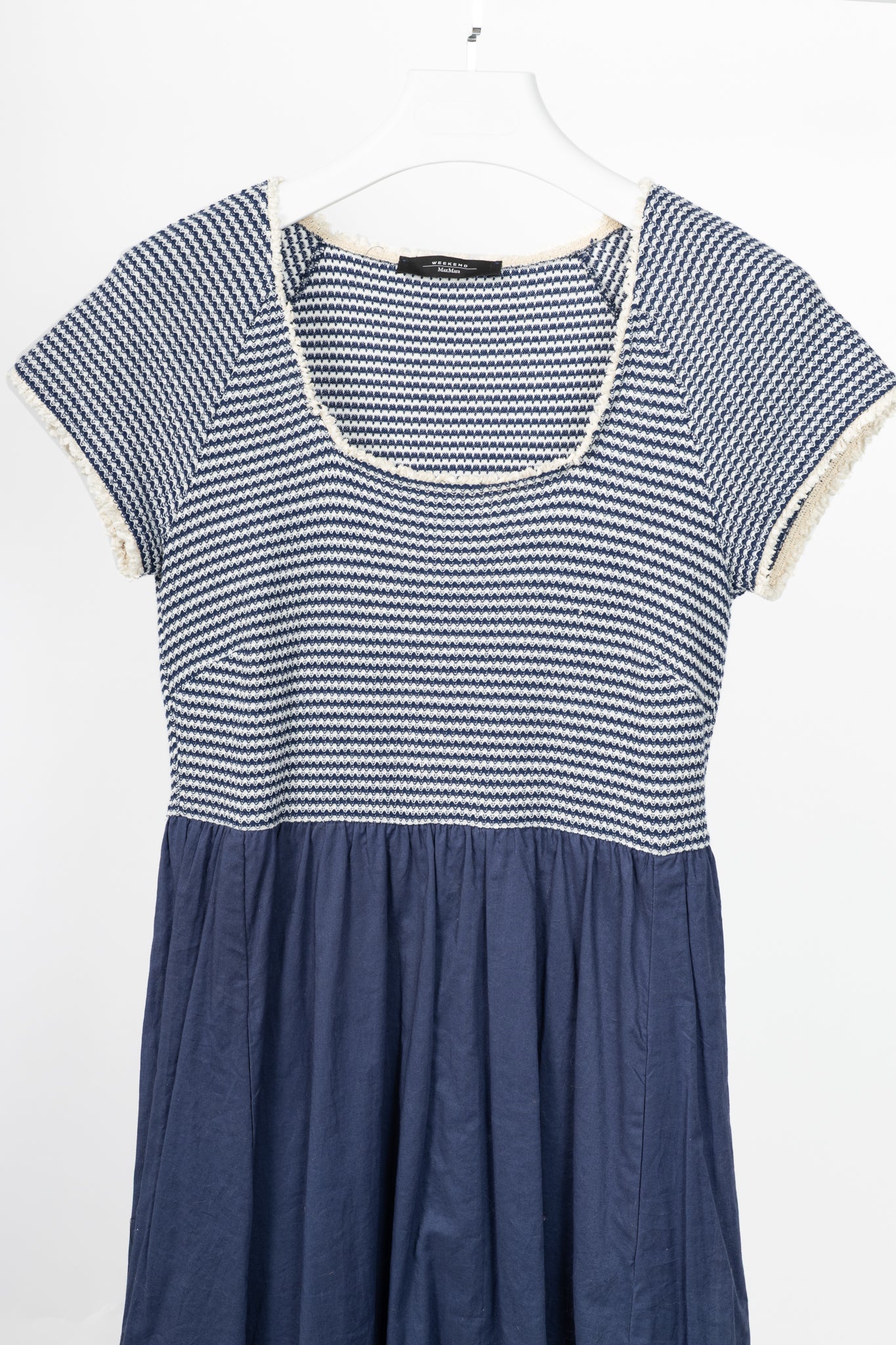 Weekend Max Mara Parole Blue Cotton Knit & Poplin Midi Dress