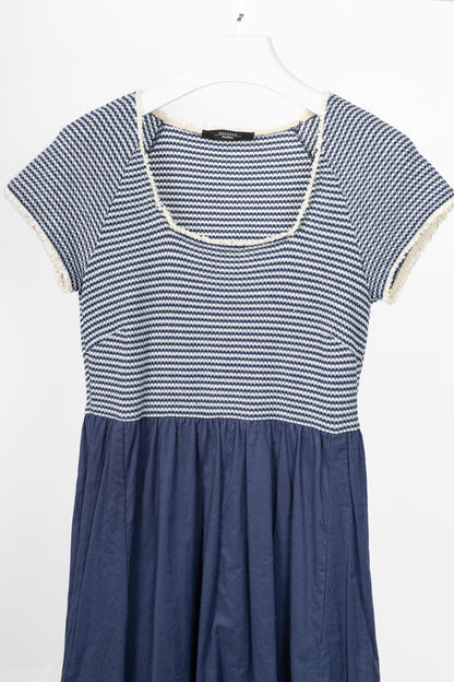 Weekend Max Mara Parole Blue Cotton Knit & Poplin Midi Dress