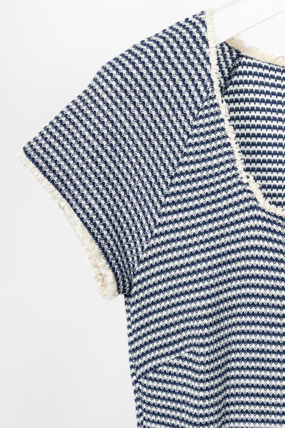 Weekend Max Mara Parole Blue Cotton Knit & Poplin Midi Dress