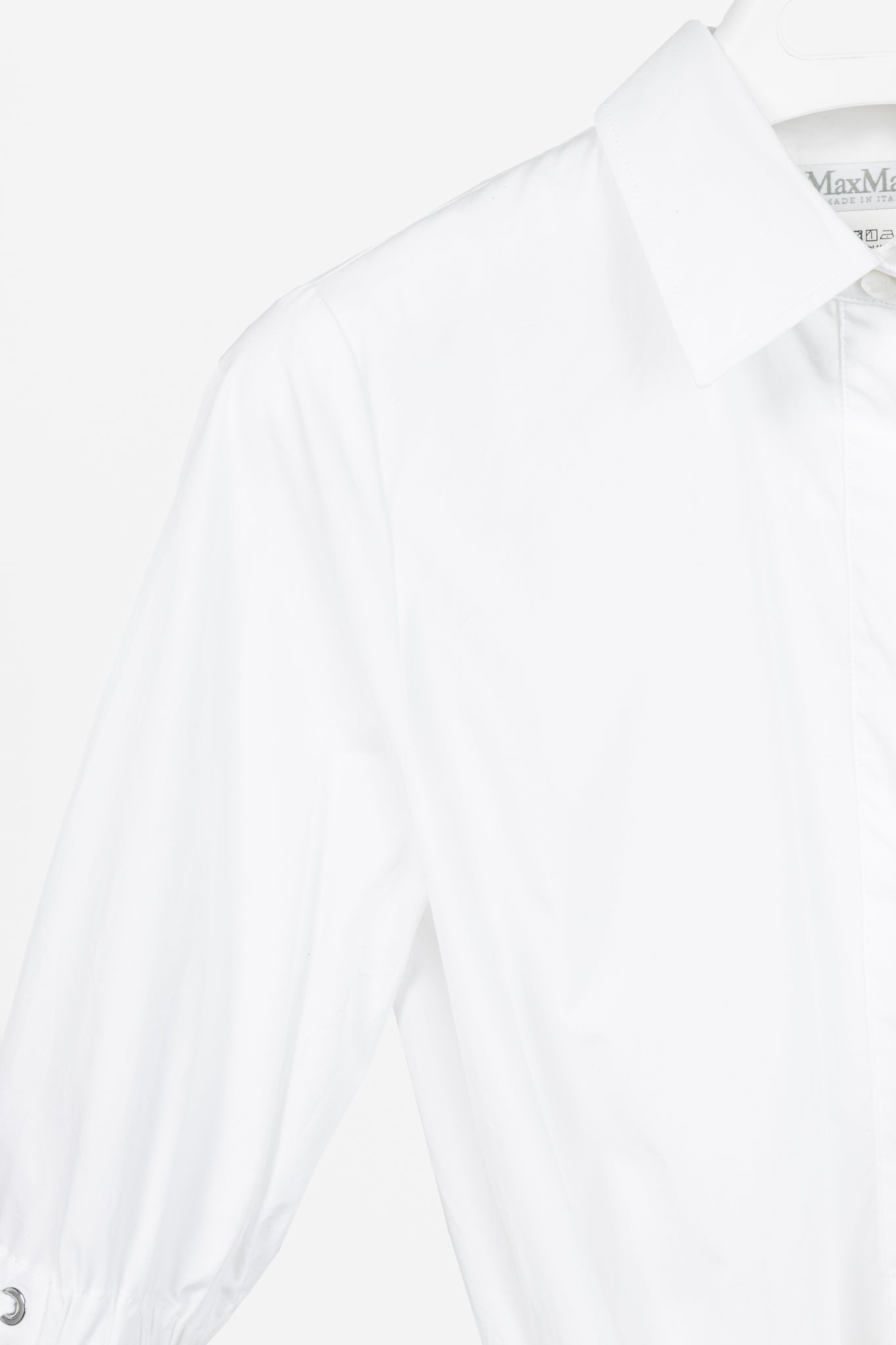 Max Mara SS25 White Cotton-Poplin Belted Midi Dress