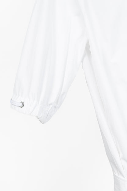 Max Mara SS25 White Cotton-Poplin Belted Midi Dress