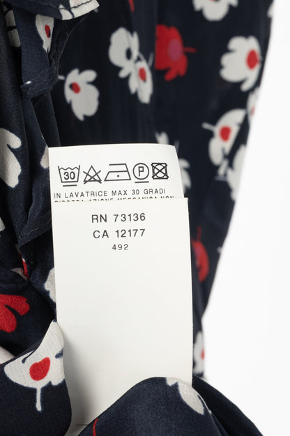 Weekend Max Mara Navy Floral Silk Waist-Tie Mini Dress