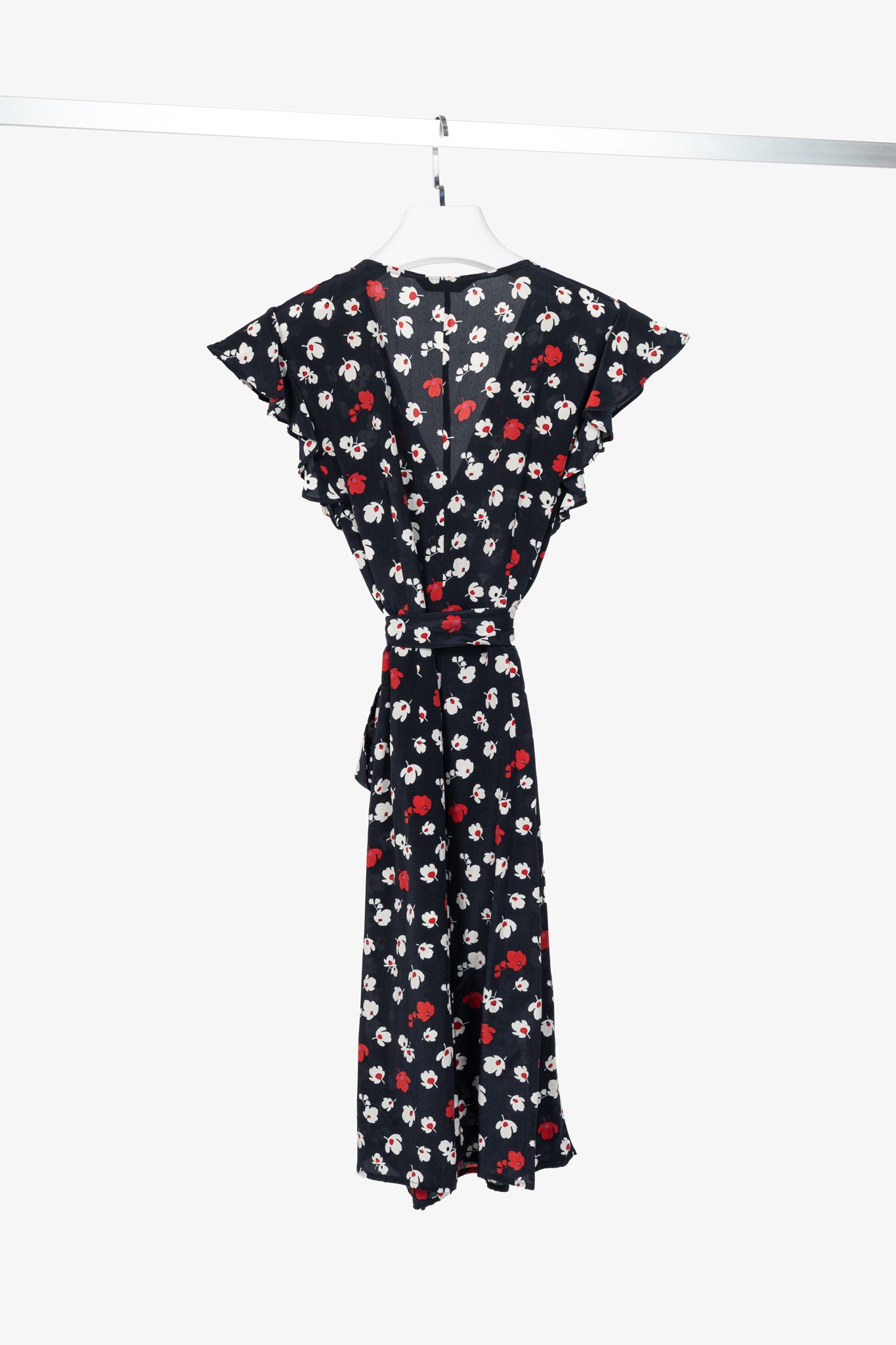 Weekend Max Mara Navy Floral Silk Waist-Tie Mini Dress