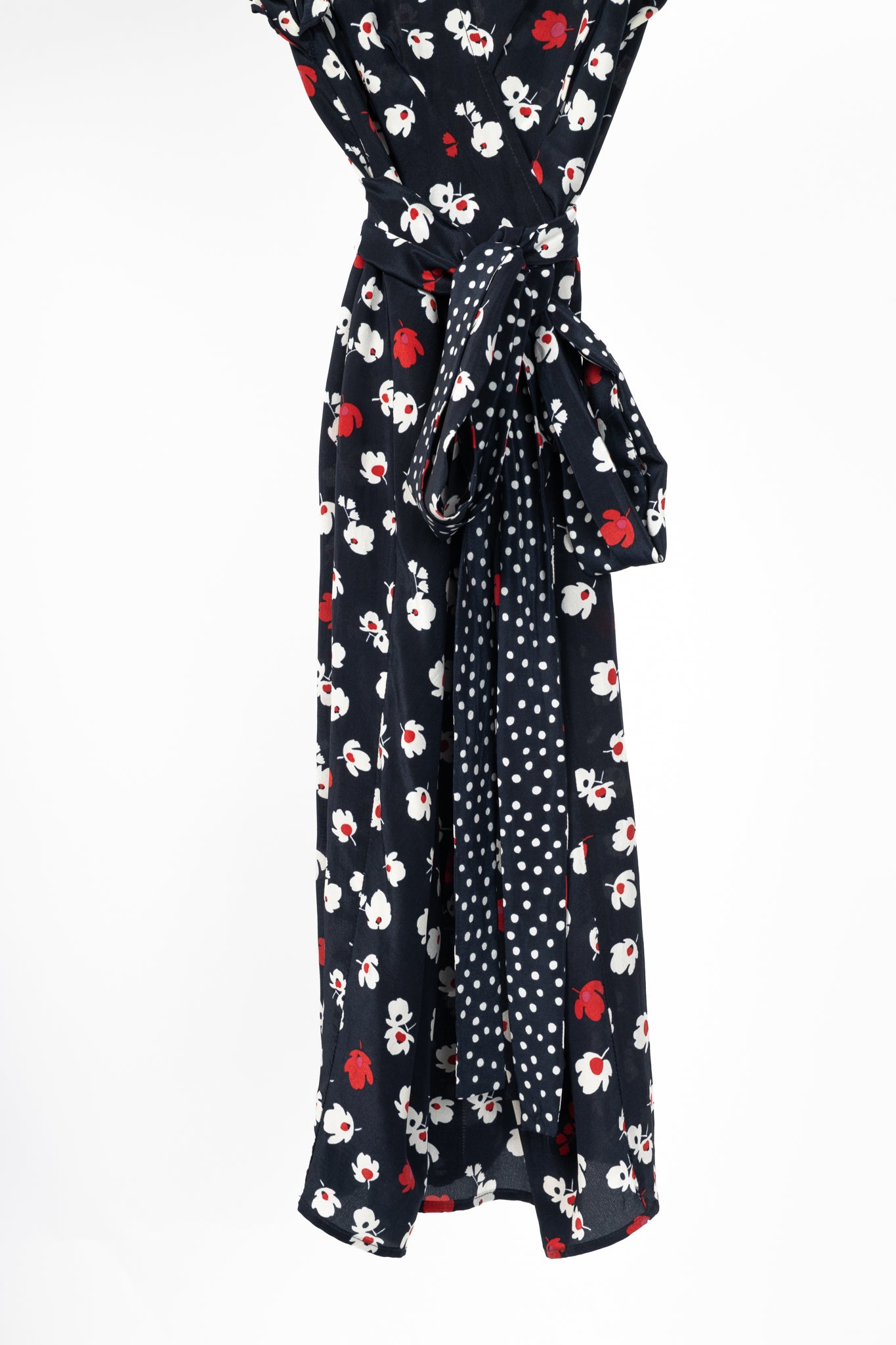 Weekend Max Mara Navy Floral Silk Waist-Tie Mini Dress