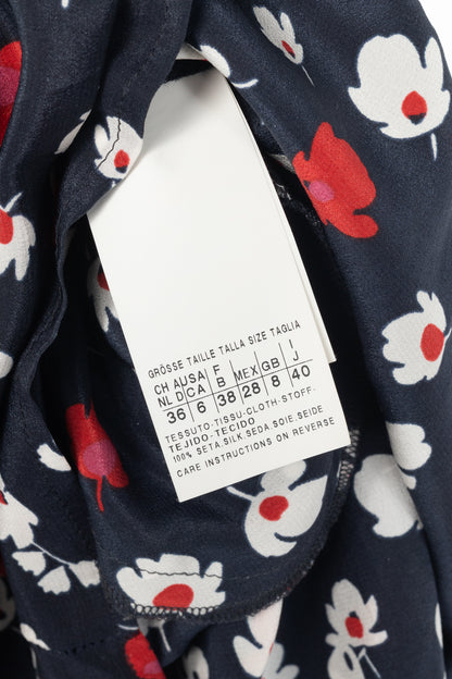 Weekend Max Mara Navy Floral Silk Waist-Tie Mini Dress