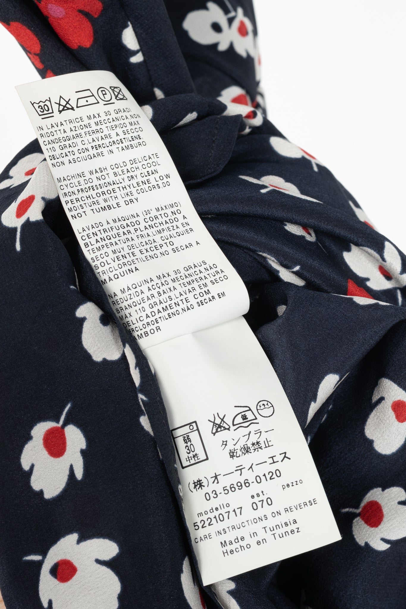 Weekend Max Mara Navy Floral Silk Waist-Tie Mini Dress