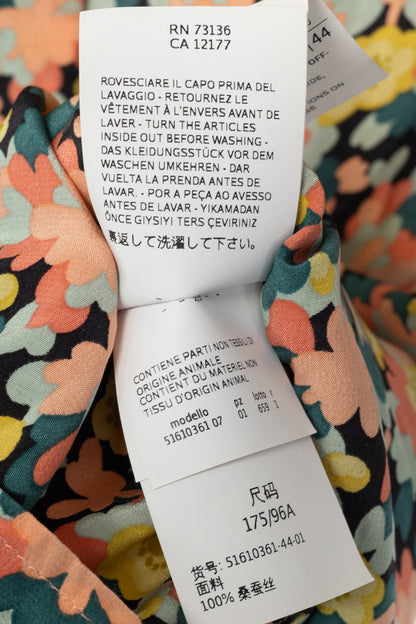 Weekend Max Mara Teal & Pink Floral Silk-Crepe Hidden-Button Tank