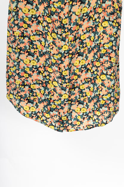Weekend Max Mara Teal & Pink Floral Silk-Crepe Hidden-Button Tank