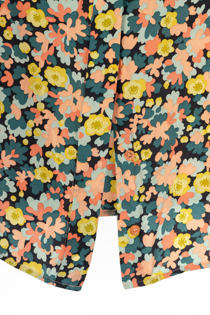 Weekend Max Mara Teal & Pink Floral Silk-Crepe Hidden-Button Tank