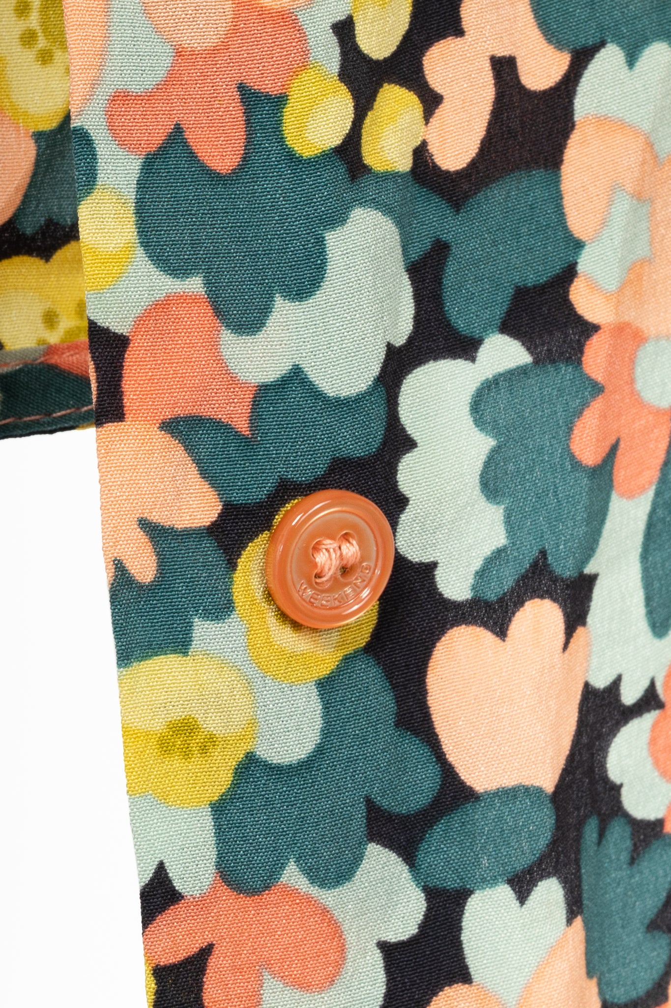 Weekend Max Mara Teal & Pink Floral Silk-Crepe Hidden-Button Tank