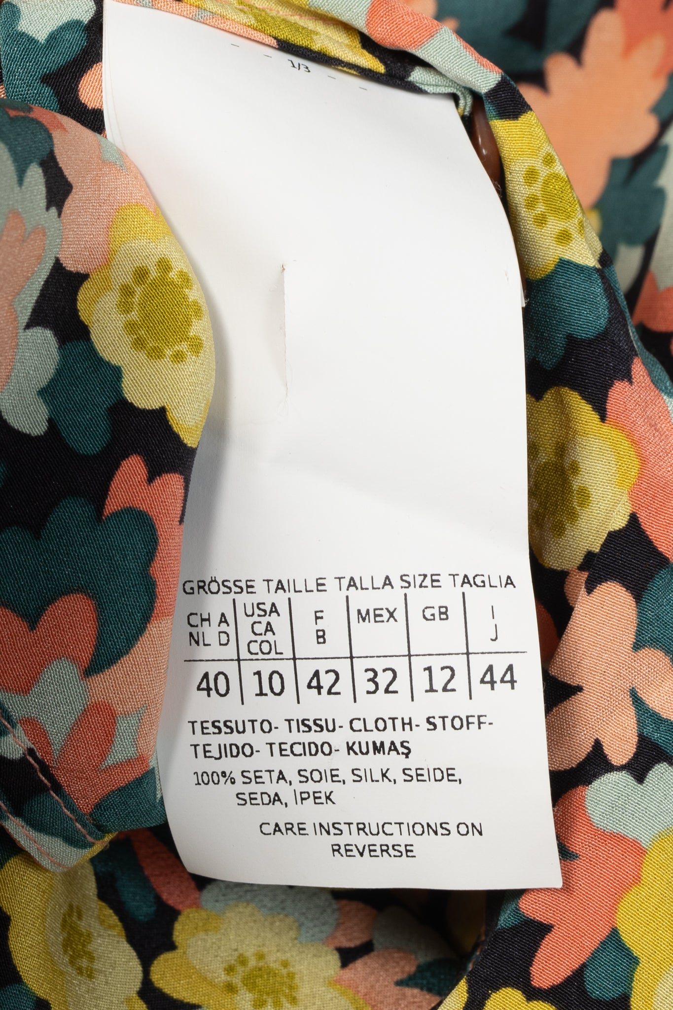 Weekend Max Mara Teal & Pink Floral Silk-Crepe Hidden-Button Tank
